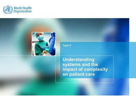 Topic 3 Understanding systems and the impact of complexity on patient care.