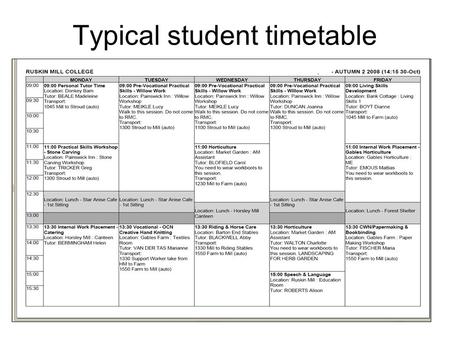 Typical student timetable. What is the Foundation Learning Tier?
