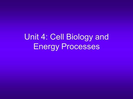 Unit 4: Cell Biology and Energy Processes. The history… A long time ago, before microscopes were invented, people had no idea what caused sickness.