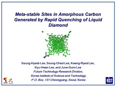 Meta-stable Sites in Amorphous Carbon Generated by Rapid Quenching of Liquid Diamond Seung-Hyeob Lee, Seung-Cheol Lee, Kwang-Ryeol Lee, Kyu-Hwan Lee, and.