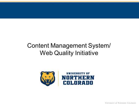 Content Management System/ Web Quality Initiative.