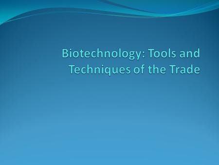 Biotechnology biotechnology – manipulation of biological organisms (usually with DNA itself) To study the functions of individual genes, molecular biologists.
