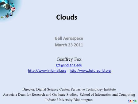 SALSASALSASALSASALSA Clouds Ball Aerospace March 23 2011 Geoffrey Fox