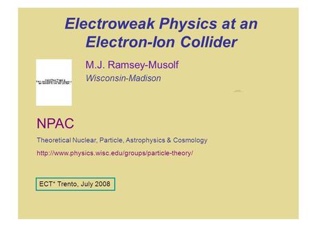 Electroweak Physics at an Electron-Ion Collider M.J. Ramsey-Musolf Wisconsin-Madison  NPAC Theoretical.