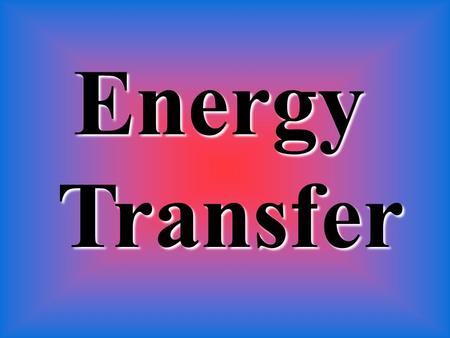 EnergyTransfer. MOVE Energy can MOVE from one place to another (like lightning)! TRANSFER This is called Energy TRANSFER.