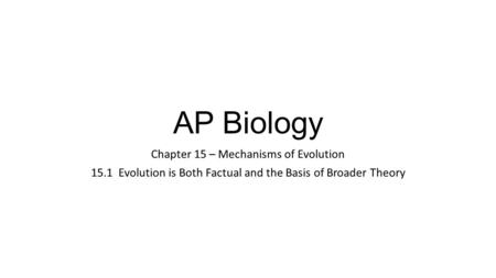 AP Biology Chapter 15 – Mechanisms of Evolution