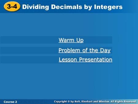 Dividing Decimals by Integers