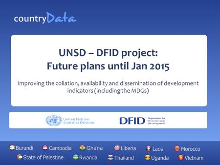 UNSD – DFID project: Future plans until Jan 2015 Improving the collation, availability and dissemination of development indicators (including the MDGs)