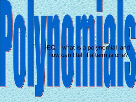 EQ – what is a polynomial, and how can I tell if a term is one?