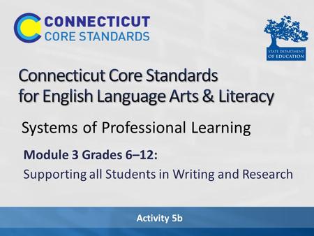 Activity 5b Systems of Professional Learning Module 3 Grades 6–12: Supporting all Students in Writing and Research.