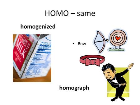 HOMO – same homogenized Bow homograph.