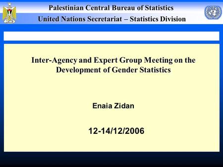 Palestinian Central Bureau of Statistics United Nations Secretariat – Statistics Division Inter-Agency and Expert Group Meeting on the Development of.