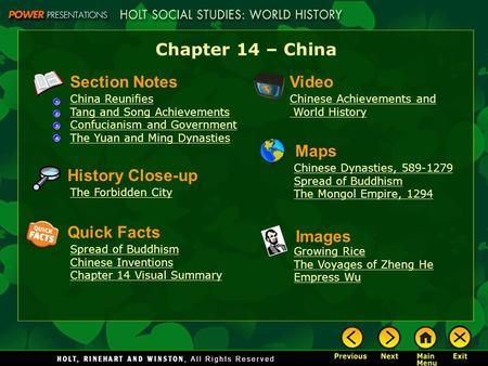 Chapter 14 – China Section Notes Video Maps History Close-up