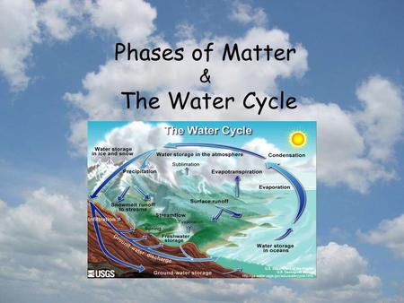Phases of Matter & The Water Cycle. Phase The physical condition of an object based on its shape and structure.  state.