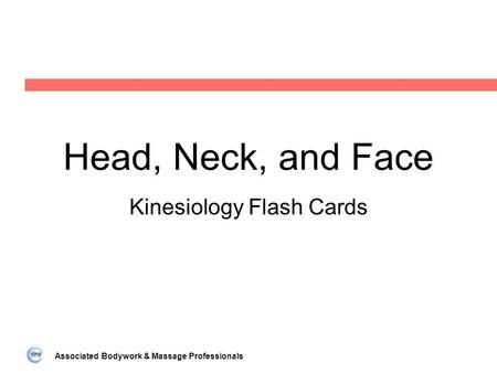 Associated Bodywork & Massage Professionals Head, Neck, and Face Kinesiology Flash Cards.