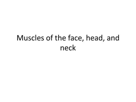 Muscles of the face, head, and neck. Functions of muscles 1. Movement 2. Heat production 3. Maintain posture/body position.
