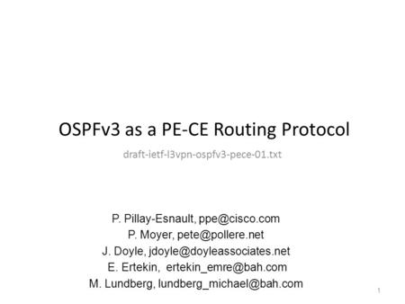 OSPFv3 as a PE-CE Routing Protocol
