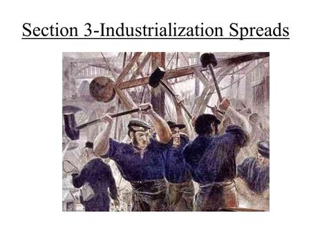 Section 3-Industrialization Spreads. Industrial Development in the United States During the War of 1812 the British blockade forced the U.S. to develop.