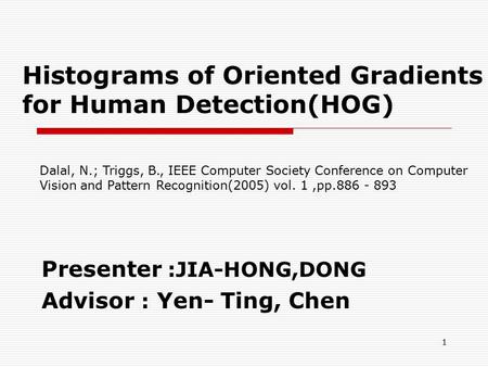 Histograms of Oriented Gradients for Human Detection(HOG)