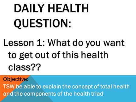 Daily Health Question: