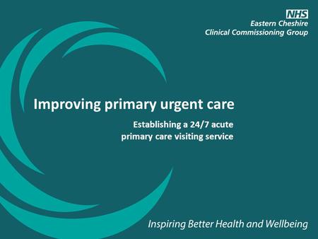 Establishing a 24/7 acute primary care visiting service Improving primary urgent care.
