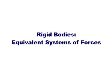 Equivalent Systems of Forces
