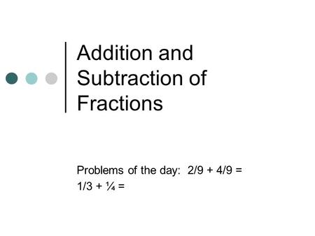Addition and Subtraction of Fractions