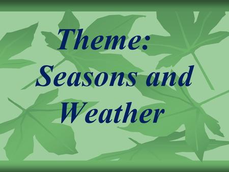 Theme: Seasons and Weather. What is the weather like in different seasons? Form adjectives from the nouns to answer this question ( as in the model.