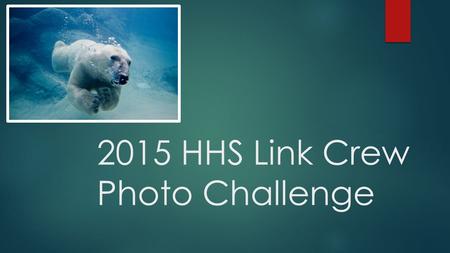 2015 HHS Link Crew Photo Challenge. The Categories 1. Most School Spirit 2. Best Location (Teacher-Approved) 3. Best Group Selfie 4. Best Props/Costumes/Theme.