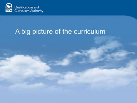 A big picture of the curriculum. Adapted with thanks to colleagues at the Council for Curriculum, Examinations and Assessment (CCEA) Working draft July.