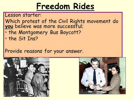 Freedom Rides Lesson starter: