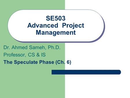 SE503 Advanced Project Management