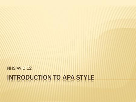 Introduction to apa style