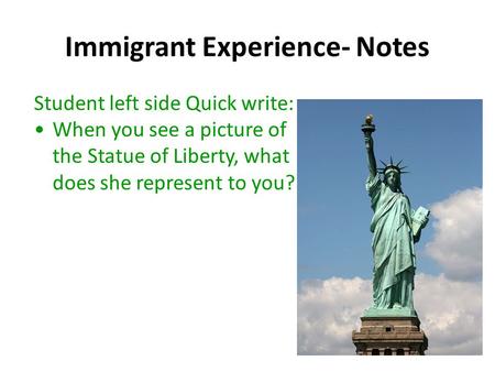 Immigrant Experience- Notes