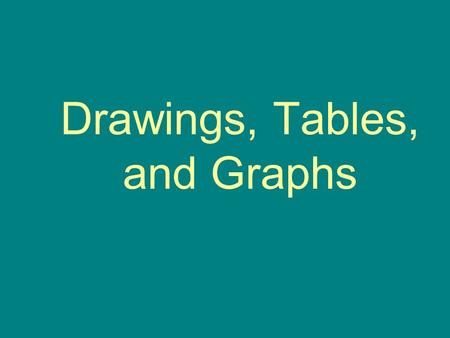 Drawings, Tables, and Graphs. Drawings A drawing is sometimes the best choice to show details. A drawing can show things you can’t see. –Example: You.
