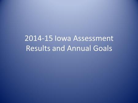 2014-15 Iowa Assessment Results and Annual Goals.
