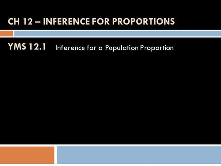 Ch 12 – Inference for Proportions YMS 12.1