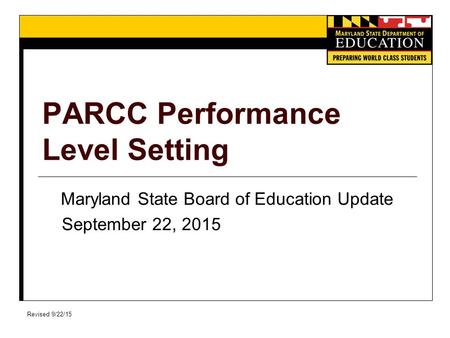 PARCC Performance Level Setting