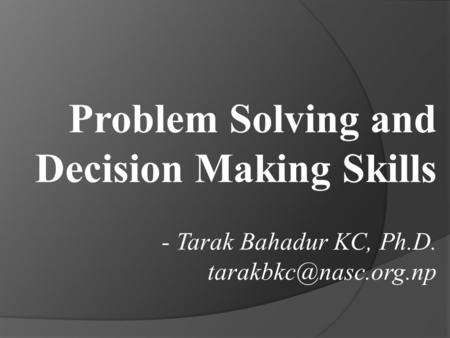 decision making and problem solving skills ppt