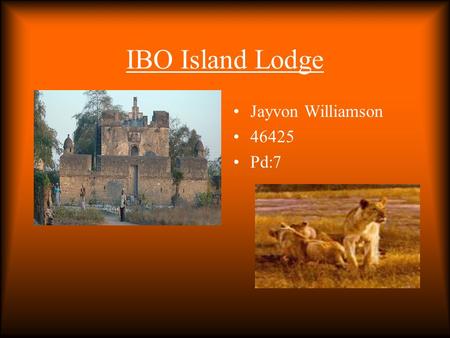 IBO Island Lodge Jayvon Williamson 46425 Pd:7. Ocean view If you like water there is a beautiful sea view were you can also find exotic animals. There.