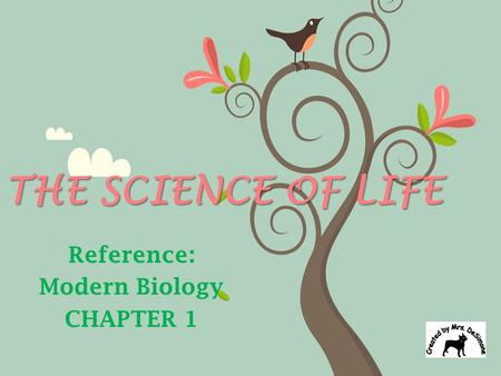 THE SCIENCE OF LIFE Reference: Modern Biology CHAPTER 1.