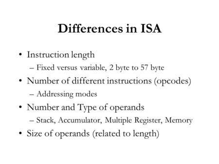 Differences in ISA Instruction length