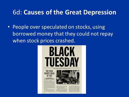 6d: Causes of the Great Depression