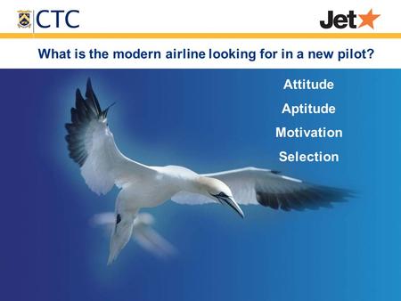 What is the modern airline looking for in a new pilot? Attitude Aptitude Motivation Selection.