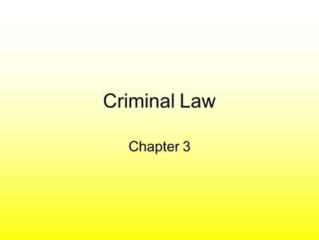 Criminal Law Chapter 3. Classifications of Crimes Crime: –Considered an act against the public good Plaintiff: –The party that accuses a person of a crime.