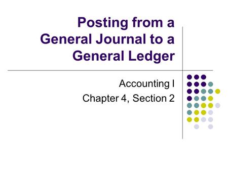 Posting from a General Journal to a General Ledger Accounting I Chapter 4, Section 2.