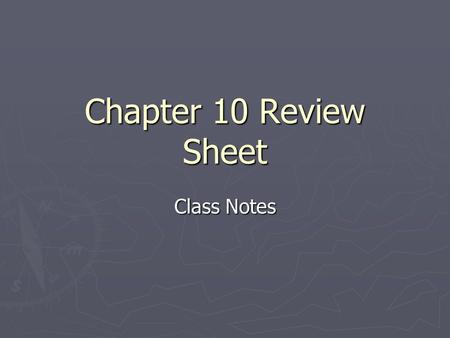 Chapter 10 Review Sheet Class Notes. Key People 1. Eli Whitney: invented the cotton gin and interchangeable parts. 2. Daniel Webster: representative from.