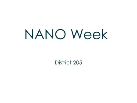 NANO Week District 205. What is Nanotechnology?  Understanding and using objects that are less than 100 nm in size  Nanotechnology can be used in (let’s.