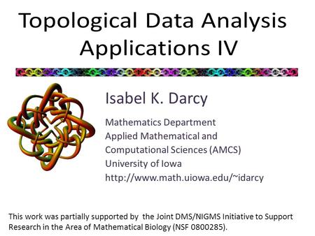This work was partially supported by the Joint DMS/NIGMS Initiative to Support Research in the Area of Mathematical Biology (NSF 0800285). Isabel K. Darcy.