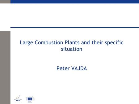 Large Combustion Plants and their specific situation Peter VAJDA.